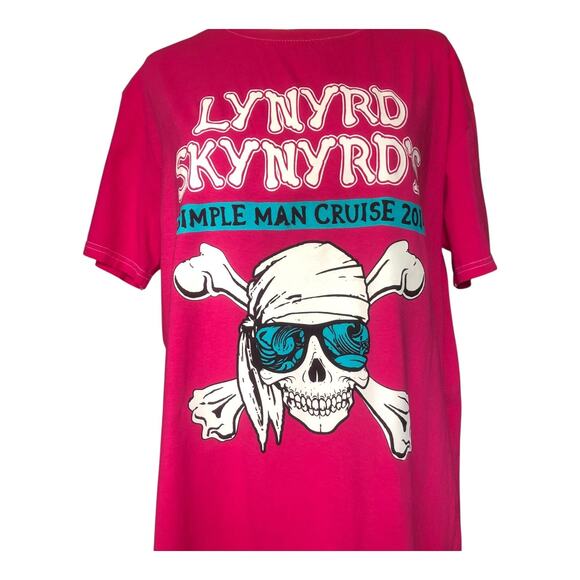 Lynyrd Skynyrd's Simple Man Cruise 2014 Shirt Crew Neck Short Sleeve Pink Medium - Picture 2 of 8